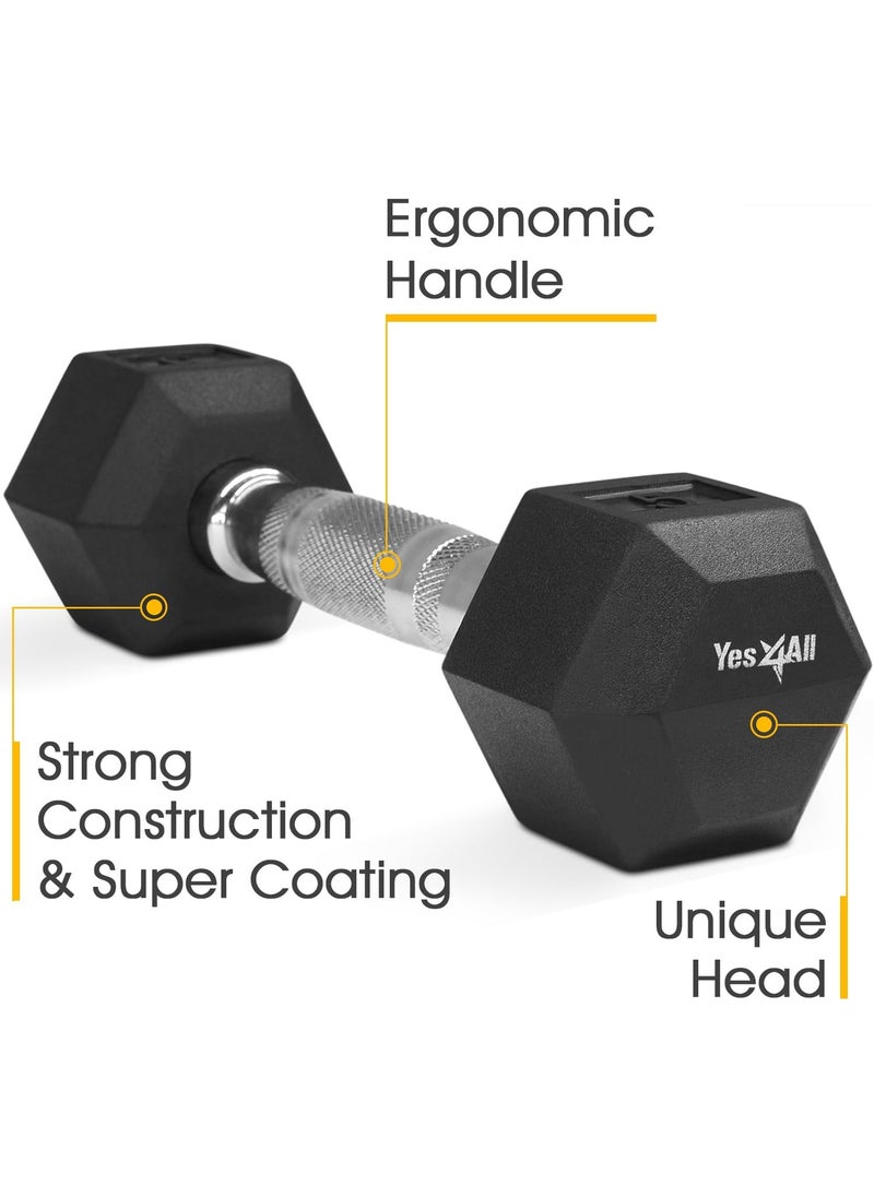Yes4All Dumbbell  Rubber Hex  5lbs  - Image 3