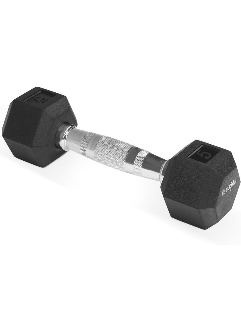 Yes4All Dumbbell  Rubber Hex  5lbs  - Image 1