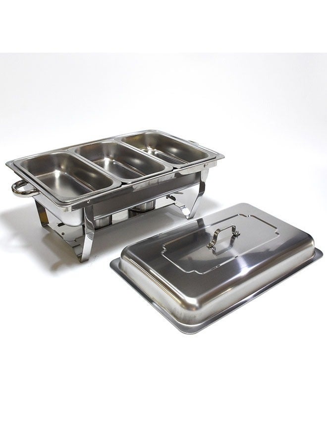 NKX Stainless Steel Chafing Dish With Lid Silver 3Layers - Image 1