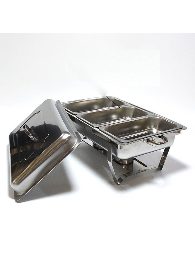 NKX Stainless Steel Chafing Dish With Lid Silver 3Layers - Image 2
