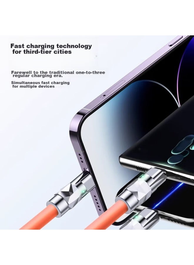 CAN Fit 3-in 100w Data Cable, One-to Usb Cable, Suitable For Apple, Huawei, Honor, Vivo, Xiaomi, 6a Fast Charging, Tablet Charger, Car Charger, 2 Meters, Blue - Image 2