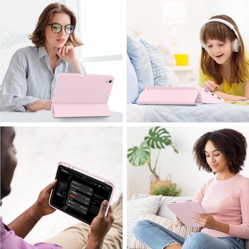 iMieet Case for iPad (A16)/iPad 10th Generation [11-Inch 2025/10.9 Inch 2022], Trifold Stand Smart Cover with Pencil Holder and Soft TPU Back, Supports Touch ID(Pink) - Image 4