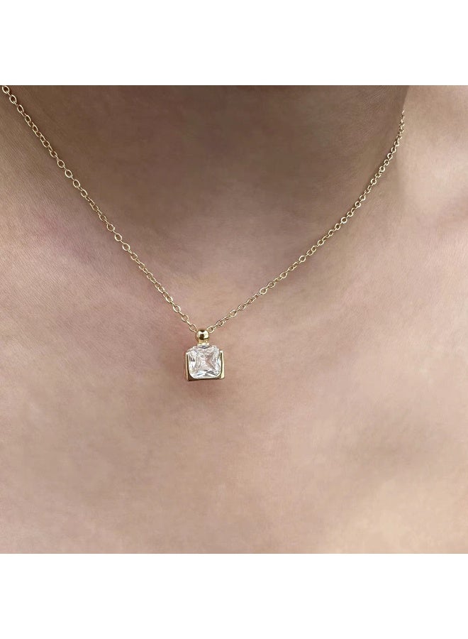 قلادة ألماس للنساء، قلادات ذهبية رقيقة متعددة الطبقات مطلية بالذهب عيار 14 قيراطًا، سلسلة مشبك ورق كوبية مكدسة، قلادات تشوكر، قلادة ذهبية بسيطة وجميلة، هدايا مجوهرات للنساء والفتيات - Image 2