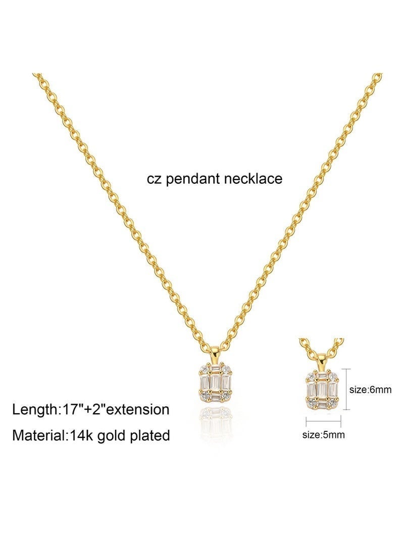 Diamond Pendant Necklace for Women， Dainty Gold Layered Necklaces 14k Gold Plated Stacked Cuban Paperclip Chain Choker Necklaces Aesthetic Simple Gold Necklace Jewelry Gifts for Women Girls - Image 5