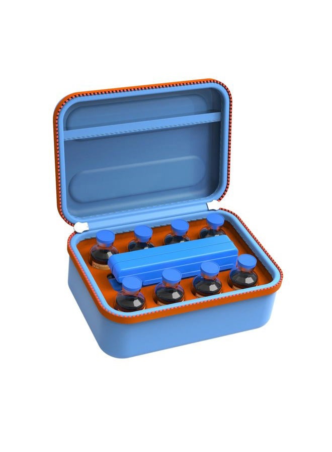 SHBC Insulin Vial Cooler Case with Ice Brick EVA Protective Organizer Fridge with Mesh Pocket for Diabetic Supplies, fits 8 Standard 10ml Vials, Shockproof and Portable for Travel, Work, Home, etc. - Image 1