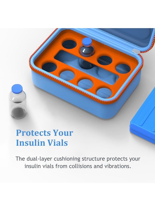 SHBC Insulin Vial Cooler Case with Ice Brick EVA Protective Organizer Fridge with Mesh Pocket for Diabetic Supplies, fits 8 Standard 10ml Vials, Shockproof and Portable for Travel, Work, Home, etc. - Image 4