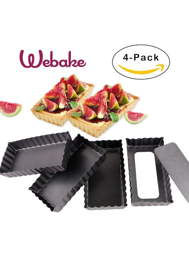 Webake 4 Pack Mini Tart Pans with Removable Bottom, Rectangular Baking Pan Non-Stick Cake Tin for Oven and Insta Pot Baking - Image 2