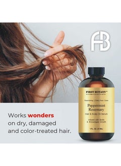 First Botany Peppermint Rosemary Oil For Hair Growth Scalp & Hair Strengthening Hair Serum With Biotin Nourishing Treatment For Split Ends Dry Scalp Safe For All Hair Types And Hair Care Fights Hair Loss 1 Fl Oz  - Image 4