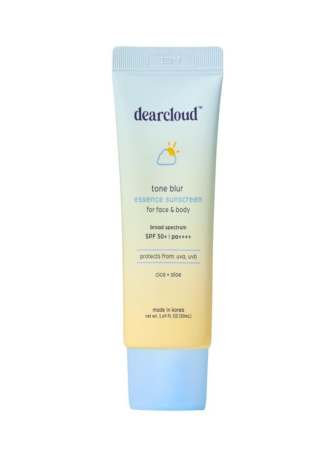dearcloud Tone Blur Essence Sunscreen SPF 50+ PA++++ - Korean Sunscreen for Face, Primer with Vegan Ingredients (1.69 fl oz) - Image 1