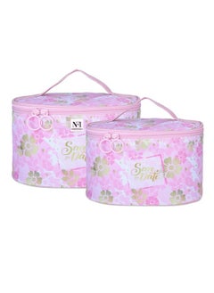 NFI essentials Set Of 2 Piece Makeup Box Cosmetic Box Jewellery Box Trousseau Box Vanity Box Organizer Makeup Kit For Girls Big Set Box  - Image 2