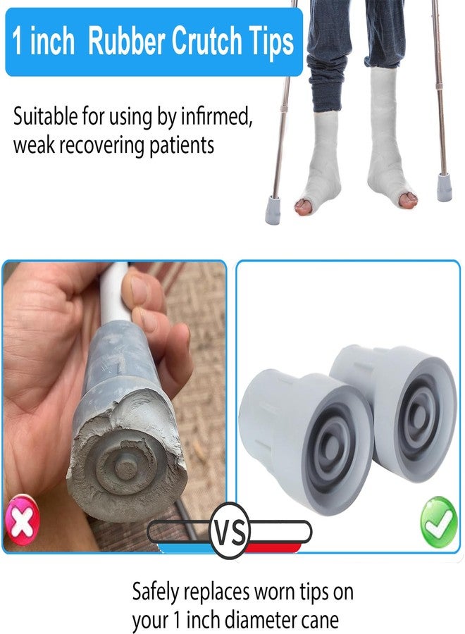 اي تي يو او اي أطراف عكاز، عبوة من 4 قطع، أطراف عكاز مطاطية شديدة التحمل مقاس 1 بوصة، أطراف بديلة لعصي المشي، وكراسي المراحيض، وكراسي الاستحمام، وأرجل العصي، رمادي - Image 5