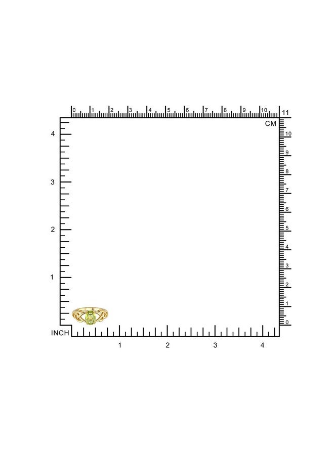 Silvershake 1.32 Ctw 8X6Mm Natural Oval Shape Green Peridot 18K Yellow Gold Plated 925 Sterling Silver Celtic Knot Weave Solitaire Ring August Gemstone Birthstone Size 7 - Image 2
