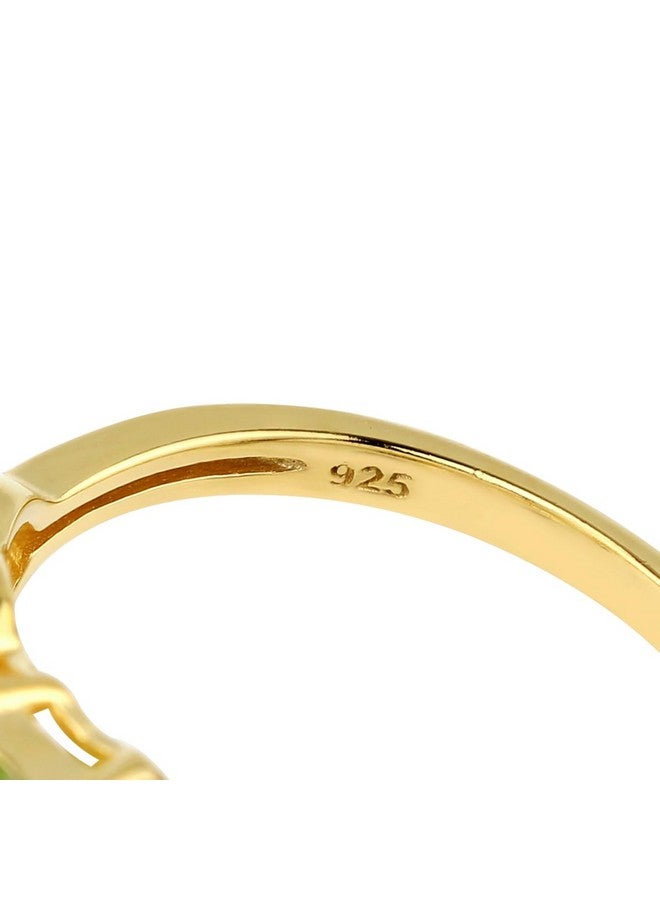 Silvershake 1.32 Ctw 8X6Mm Natural Oval Shape Green Peridot 18K Yellow Gold Plated 925 Sterling Silver Celtic Knot Weave Solitaire Ring August Gemstone Birthstone Size 7 - Image 4