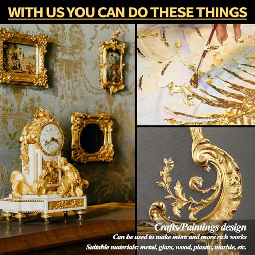 LUVBOATE Gilding Adhesive Set, LUVBOATE Gold Leaf Kit, 3.53oz Water Based Adhesive and 3.53oz Varnish with Gold Leaf Sheet 100 pcs, Gold Foil Set for Arts, Craft, Painting, Furniture and Decoration - Image 4