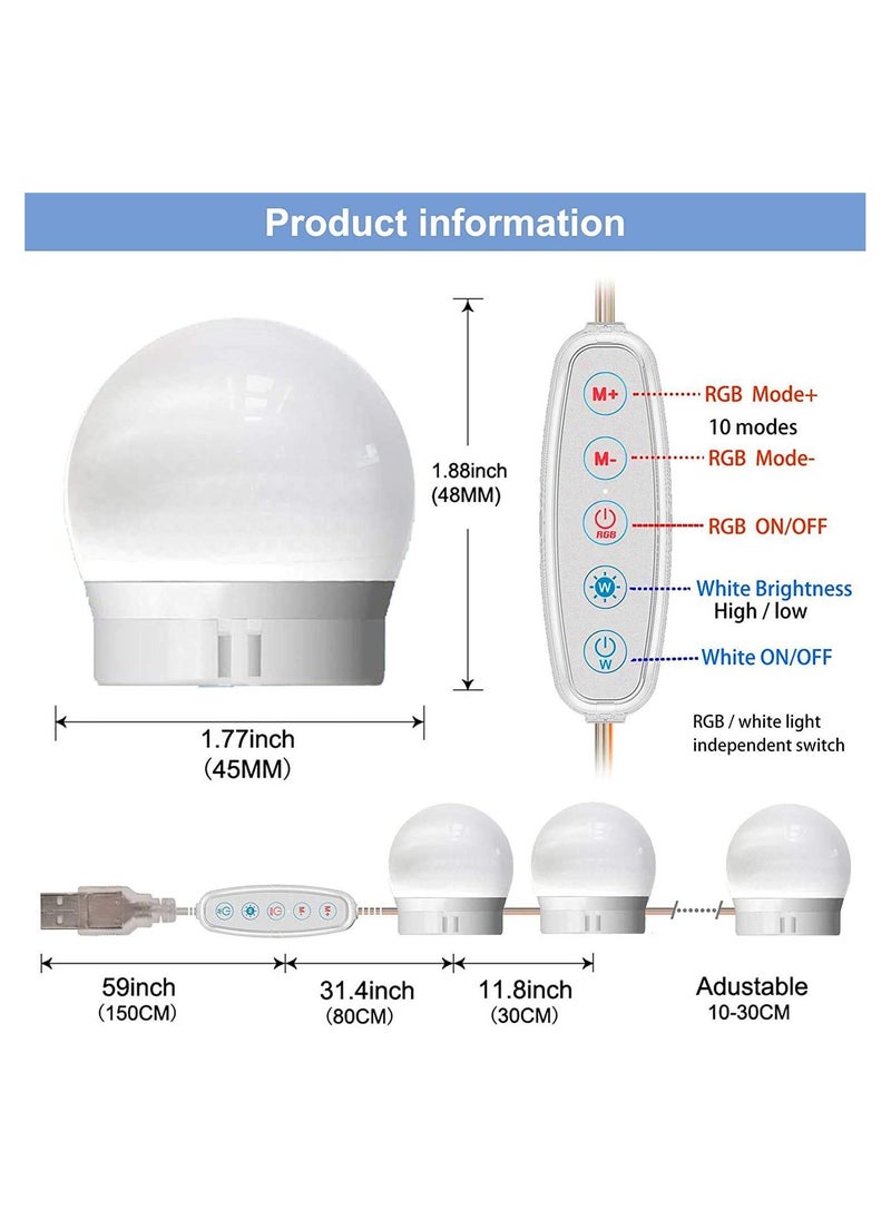 ELTRAZONE Mirror Lights Vanity Lighting 10 LED Bulb Make up Decoration Lights Hollywood Style 16 Modes Color Changing Lights for Home Bedroom Bathroom Dressing Room  - Image 4