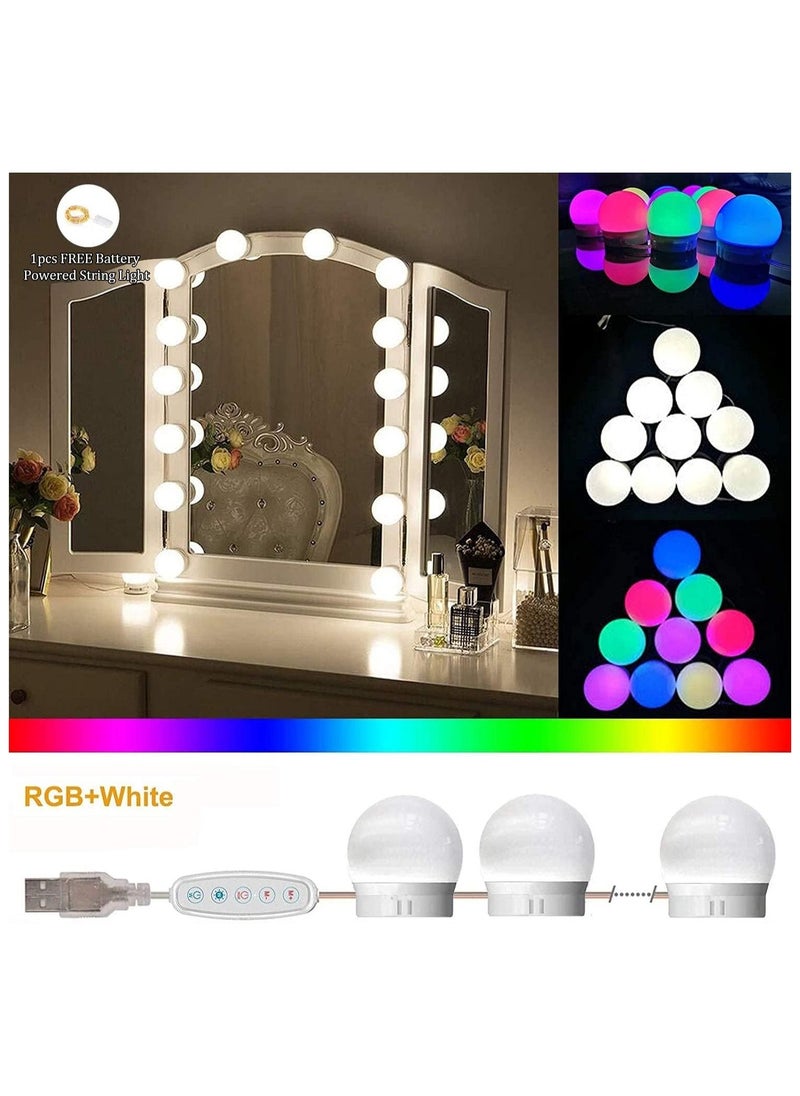 ELTRAZONE Mirror Lights Vanity Lighting 10 LED Bulb Make up Decoration Lights Hollywood Style 16 Modes Color Changing Lights for Home Bedroom Bathroom Dressing Room  - Image 2