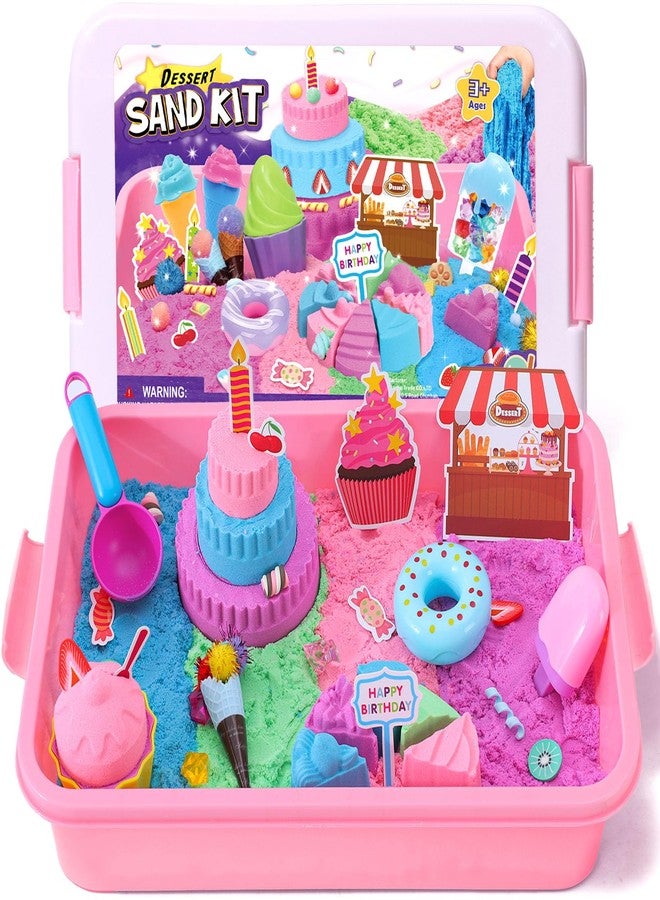 Golray Ice Cream Sensory Bin for Girls, Play Sand Art Kit with Sandbox, 2lb Magic Sand, Cake & Waffle Molds, Pretend Play Desserts Toys, Sensory Toy Set Gifts for Girl Toddlers Ages 3 4 5 6 7 8 - Image 4