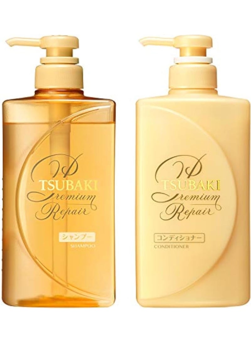 مجموعة شامبو وبلسم شيسيدو تسوباكي بريميوم ريبير برائحة الزهور والفواكه (490 مل/16.56 أونصة) لكل منهما - Image 1