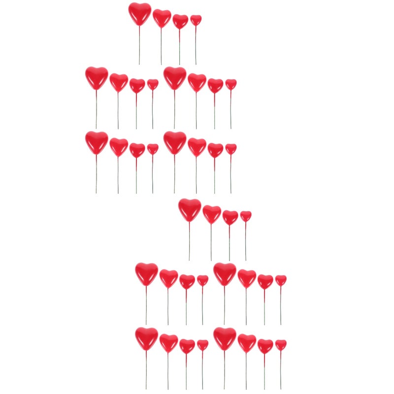 📦 زينة كيك على شكل قلب رومانسي لحفل الزفاف باللون الأحمر الزاهي - Image 1