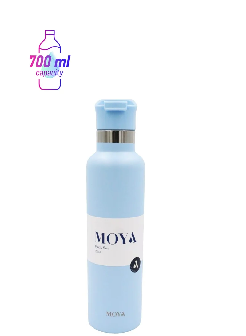 MOYA Moya "Black Sea"  700ml Insulated Sustainable Water Bottle Powder Blue Spout Lid