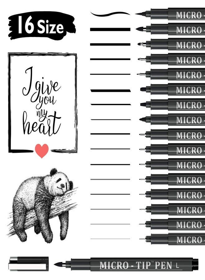 Vanstek 16 Pack Hand Lettering Pens, Calligraphy Pens Markers, Black Ink for Beginners Writing, Lettering, Journaling, Art Drawing, Signature, Illustrations and Office School Supplies - Image 1
