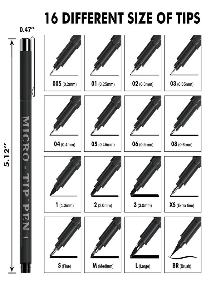 Vanstek 16 Pack Hand Lettering Pens, Calligraphy Pens Markers, Black Ink for Beginners Writing, Lettering, Journaling, Art Drawing, Signature, Illustrations and Office School Supplies - Image 2