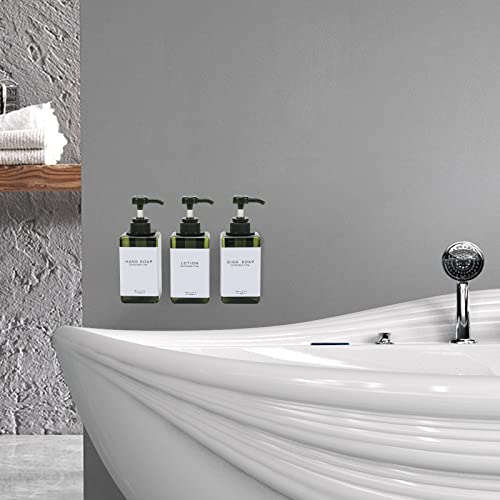 GOYISEE Shampoo and Conditioner Dispenser for Shower Wall 3 Chamber - Drill Free Square Shower Soap Dispenser Wall Mount with Waterproof Labels (3 Bottles 3 Wall Mounts-Green) - Image 5