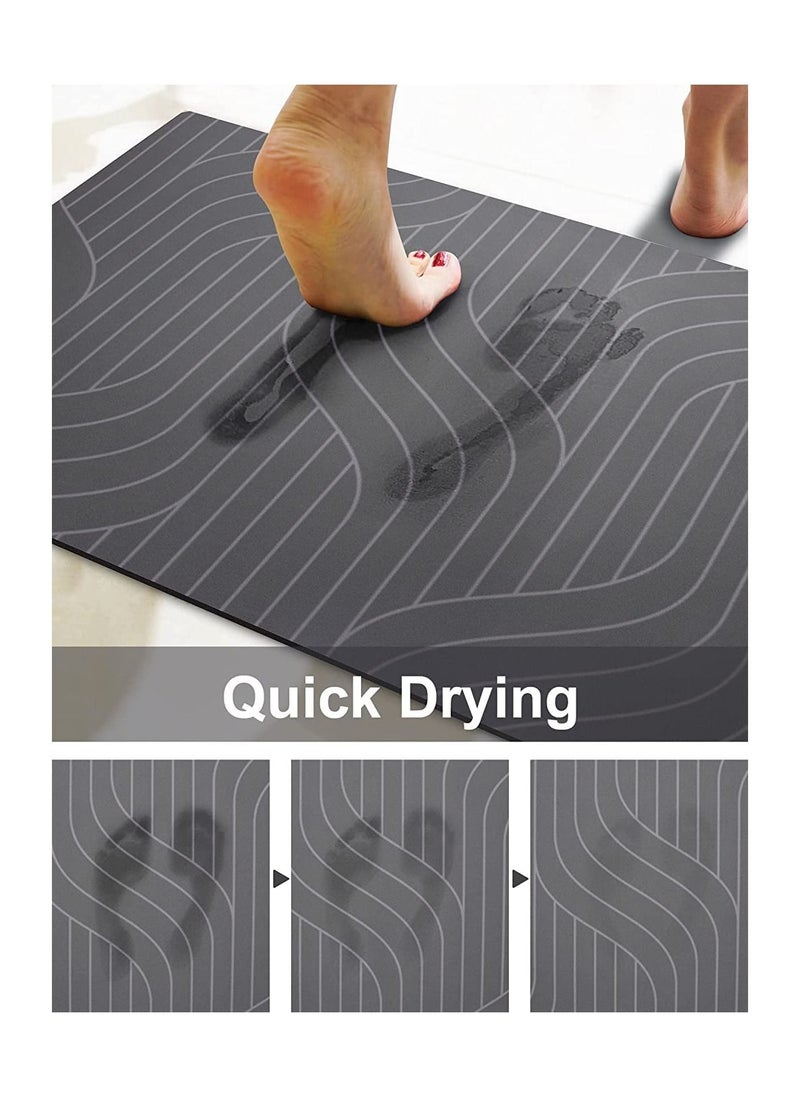 MahMir MahMir Diatom Bath Mat, Anti-Slip Bathroom Floor Mats and Quick Dry Bath Rug, Super Absorbent Bathtub Mat with Non-Slip, Thickened,Soft, Easier Clean Carpet (50 x 80 cm, Grey Rectangle)  - Image 4