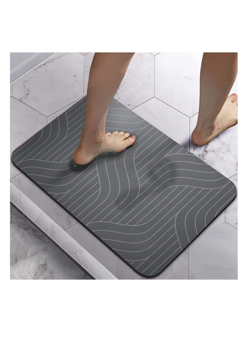 MahMir MahMir Diatom Bath Mat, Anti-Slip Bathroom Floor Mats and Quick Dry Bath Rug, Super Absorbent Bathtub Mat with Non-Slip, Thickened,Soft, Easier Clean Carpet (50 x 80 cm, Grey Rectangle)  - Image 1