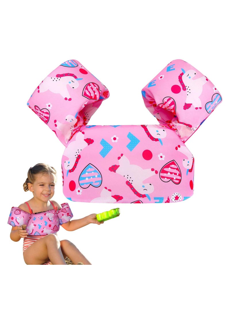 SYOSI Toddler Swim Vest Baby Swim Jacket Float Swimming Float Vest Infant Pool Floaties for Swimming Aid Boys Girls Learn to Swim Pink Heart - Image 1