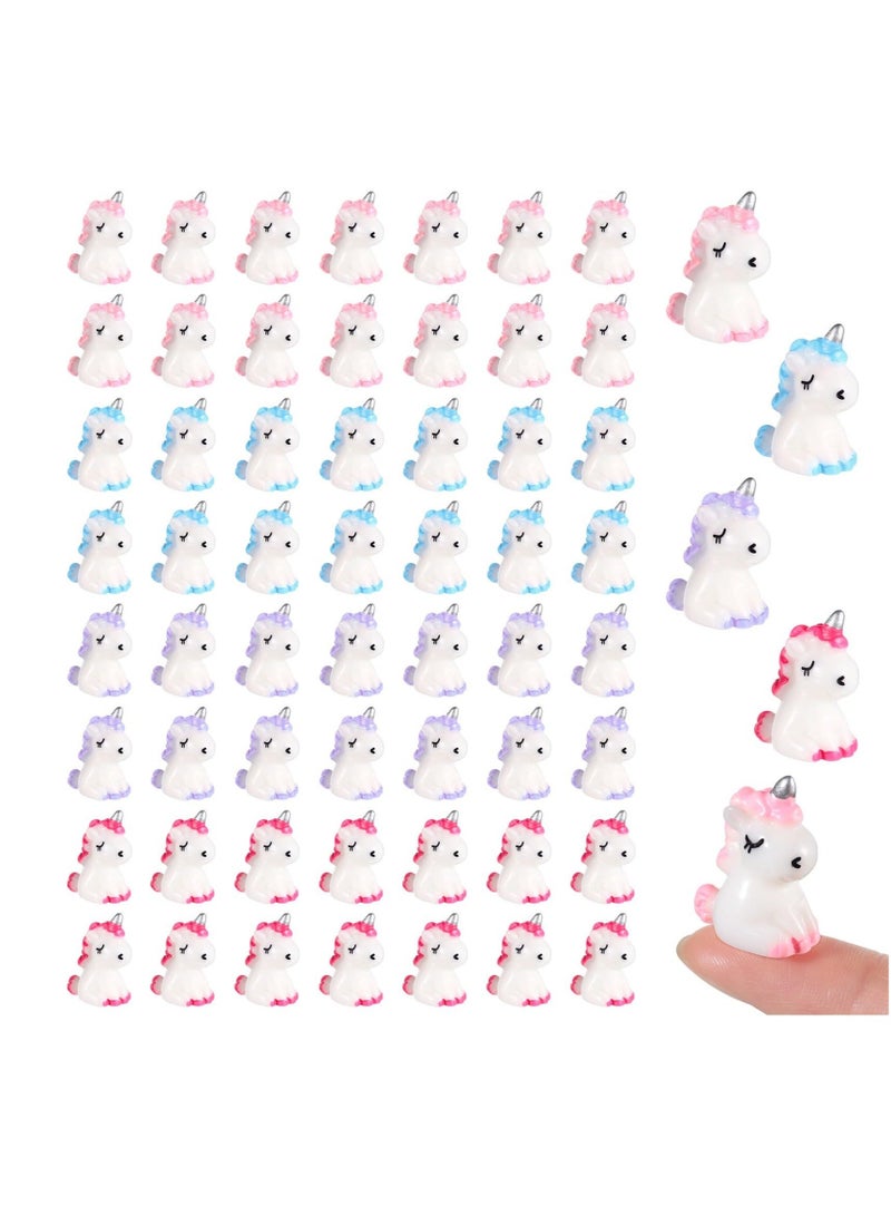 Micro Unicorn Miniature Figurines, 60 Pcs Garden Moss Landscape Mini Resin Animals Unicorn Cake Topper DIY Terrarium Crafts Ornament Accessories for Home Dollhouse Decoration, 4 Colors - Image 1