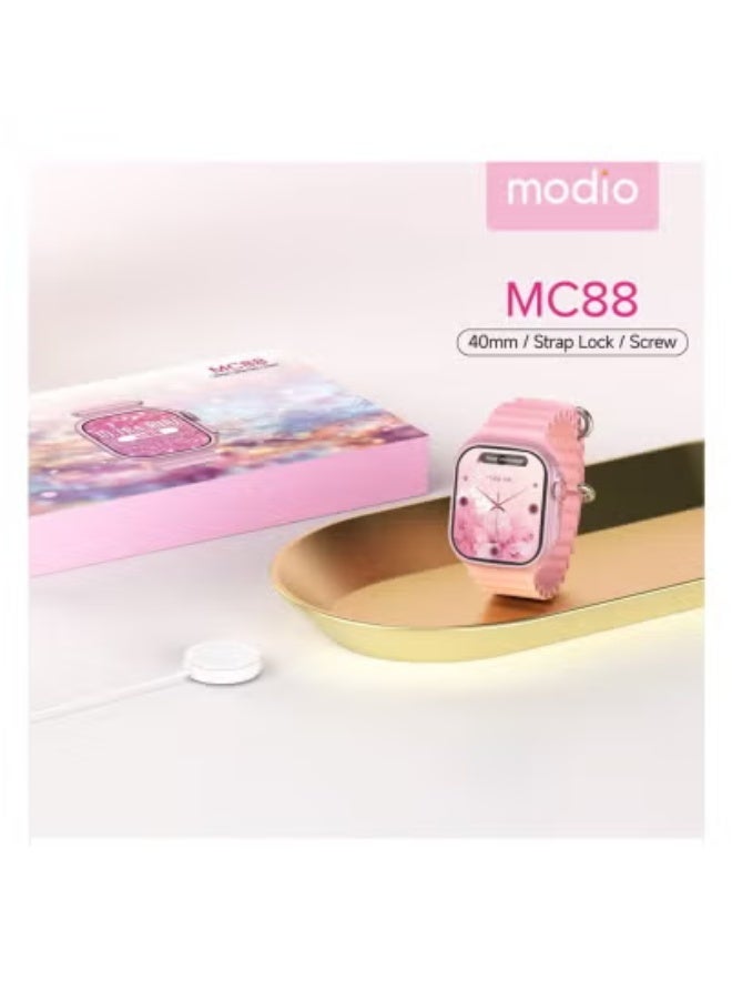 modio Modio MC88 Ultra Mini 36mm Smart Watch in Pink – Compact & Elegant Smartwatch with Wireless Charging Strap, Secure Screw Lock, Heart Rate Monitor, Sleep Tracker, Fitness Tracking & Call Notifications – Long Battery Life – Ideal for Women & Men Who Value Style and Function - Image 3