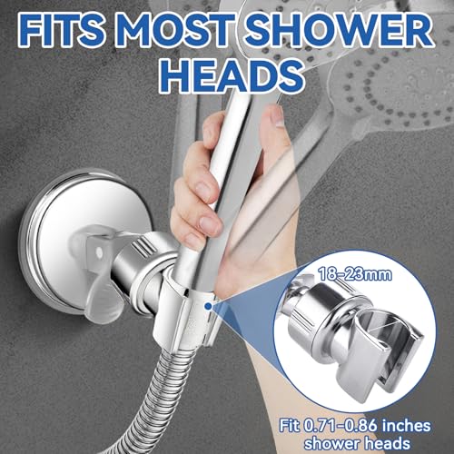 PROZADAHAO Adjustable Shower Head Holder, Bathroom Suction Cup Bracket for Handheld Shower, Removable Wall Mount (Silver-2) - Image 4