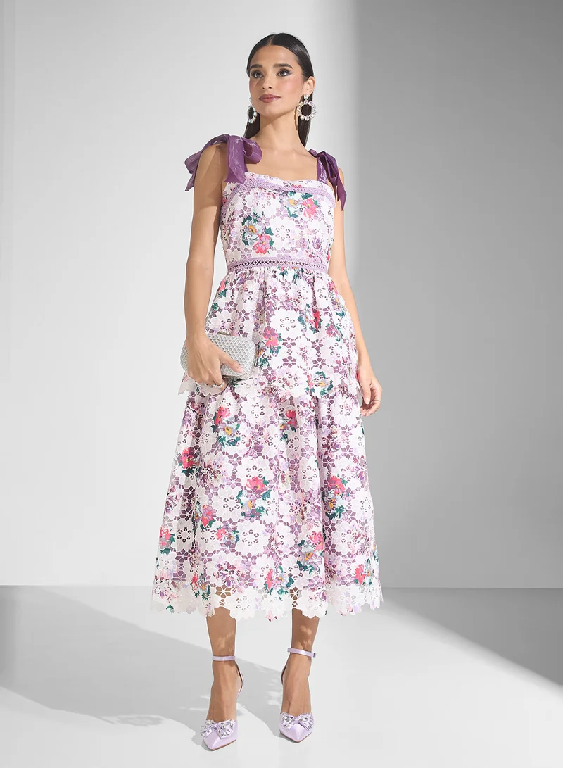 Just Me Floral Lace Midi Dress