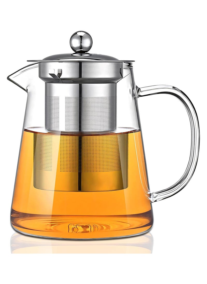NNEWVANTE Glass Teapot, Tea Pot with Removable Infusers for Loose Tea, Borosilicate Glass Tea Kettle Tea Maker Stovetop for Party, Camping,Travel (550ML)  - Image 1
