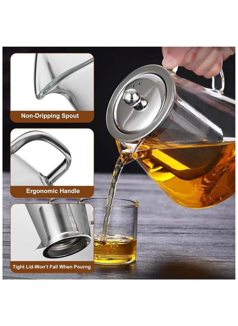 NNEWVANTE Glass Teapot, Tea Pot with Removable Infusers for Loose Tea, Borosilicate Glass Tea Kettle Tea Maker Stovetop for Party, Camping,Travel (550ML)  - Image 2
