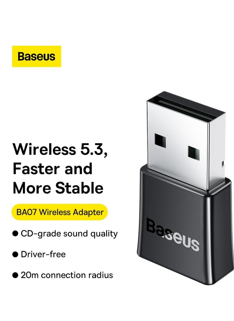 Generic - Baseus Bluetooth Adapter 5.3【Plug & Play】USB Bluetooth Adapter for PC Bluetooth Dongle Adapter 20M Wide Range USB Bluetooth Receiver for Mouse Keyboard... - Image 1