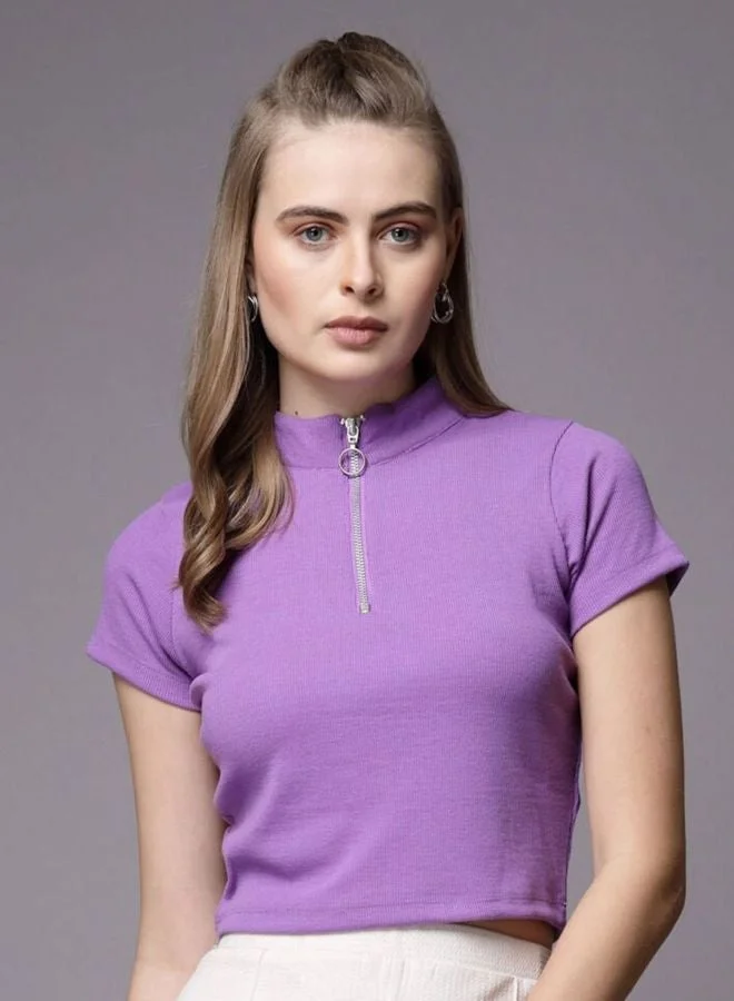 Women Regular Fit Solid Shirt Collar Short Sleeve Top