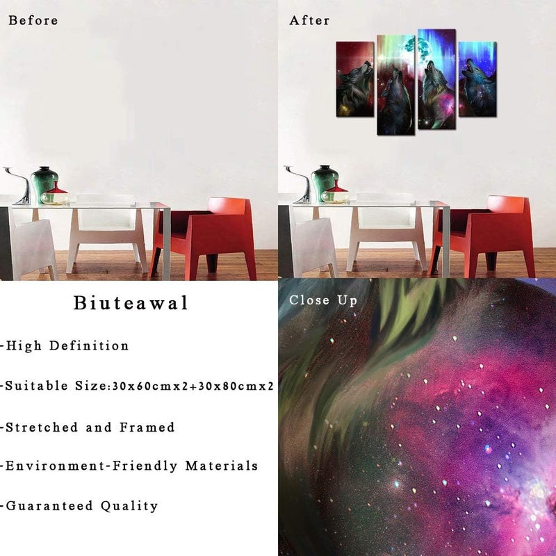 BPA 4 Piece Wolf Howling Wall Art - Image 5