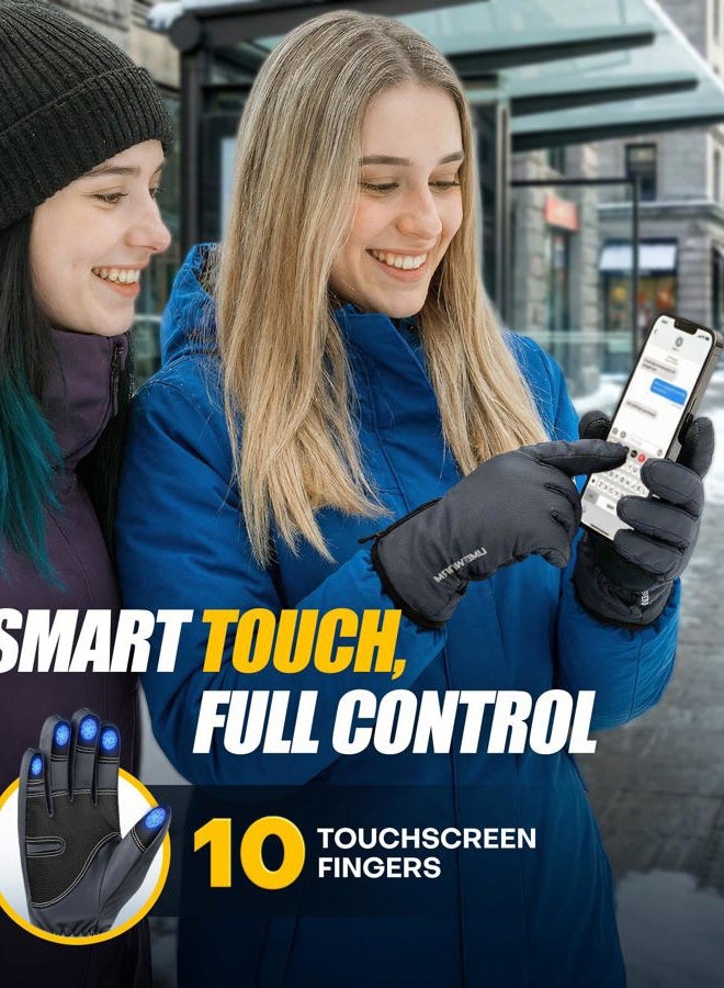 UMEWARM 10℉ Waterproof Winter Gloves Men, 5-Layer Touchscreen Fingers Snow Ski Gloves Women, Premium Anti-Slip Palm Cold Weather Gloves (Grey, Large) - Image 4