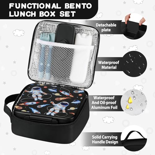 MAISON HUIS Bento Lunch Box with 8oz Soup Thermo, 5-Compartment Leak-Proof Container, Thermo Hot Food Jar and Insulated Lunch Bag, BPA Free,Travel, School - Image 2