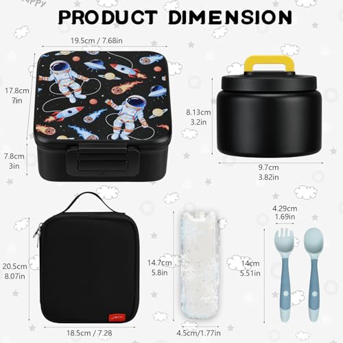 MAISON HUIS Bento Lunch Box with 8oz Soup Thermo, 5-Compartment Leak-Proof Container, Thermo Hot Food Jar and Insulated Lunch Bag, BPA Free,Travel, School - Image 5
