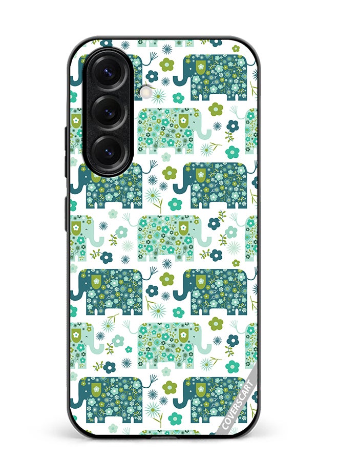 VR CREATIVE Protective Case Cover For Samsung Galaxy S25 Plus Cute Elephant Green Design Multicolour