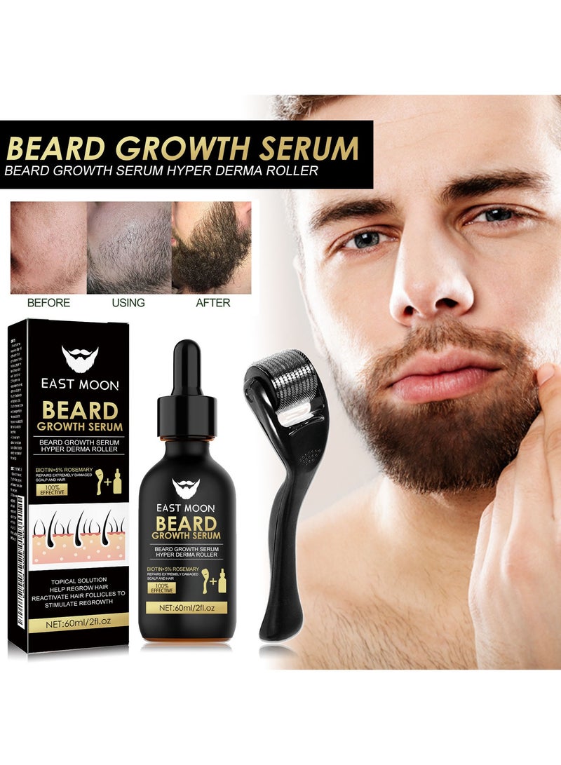 Men's Beard Thickening Care Set, Serum and Roller for Better Results - Image 1