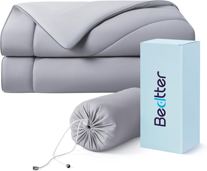 Bedtter Cooling Blankets for Hot Sleepers - Summer Blanket Thin Lightweight Breathable Soft Double Side with Bag for Travel, Cooling Comforter for Couch Sofa, Keep Cool for Night Sweats, Grey 50x60 - Image 1