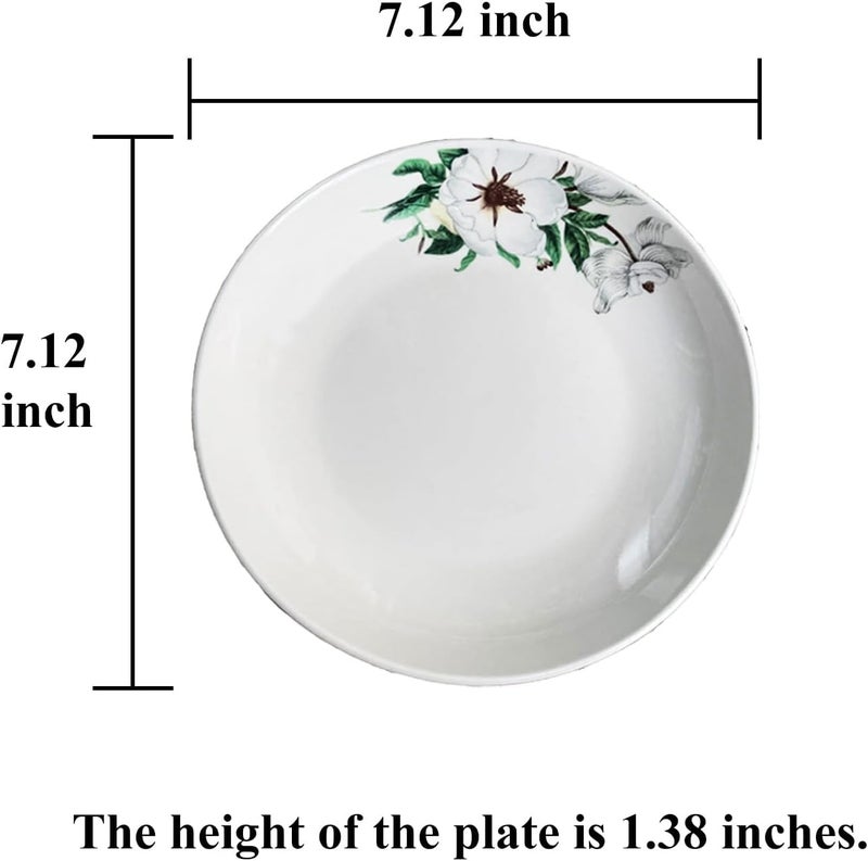 Decohomeforu 5 Pack Ceramic Plates with Lotus Pattern 712 inch Large Dessert Salad Porcelain Dinner Plates Ceramic Dessert Dishes for Steak Pasta Pizza Appetizer  Dishwasher  Microwave Safe Dinnerware  - Image 2
