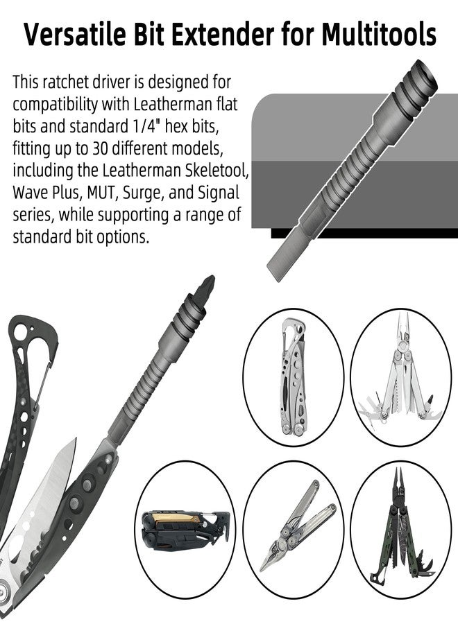 Calvana (2-Pack) Calvana Multitool Bit Driver Extender, Ratchet Driver, Add-on Accessory for 1/4" Bits Kit, Compatible with Leatherman Surge, Wave Plus, and Signal Accessories, Made of 17-4PH Stainless Steel - Image 4