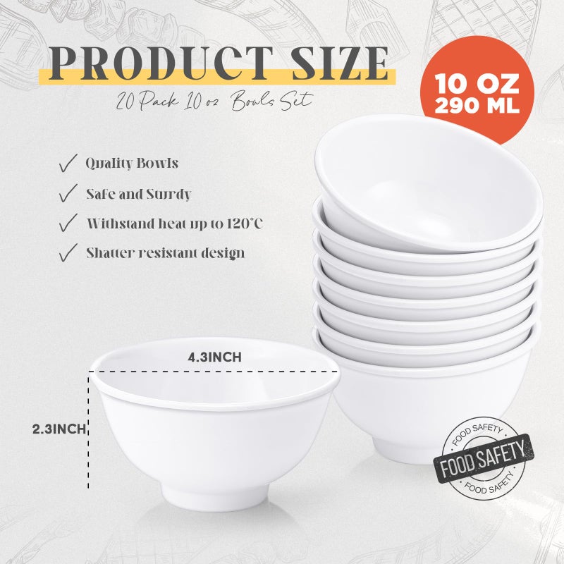 Tioncy 36 Pcs Bowls Set Unbreakable Dessert Soup Salad Bowls for Pasta Cereal Soup Dishwasher Safe (10 oz,White) - Image 2
