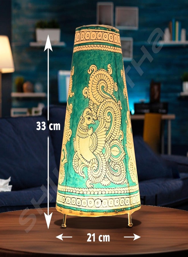 SHILP KATHA Handicraft Leather Table Lamp for Home Decoration | Handmade Side Table Lamp Shade for Bedroom Decor | Decorative Festival Gift for Living Room, Desk, Spiritual Décor | Peacock Spread - Image 3