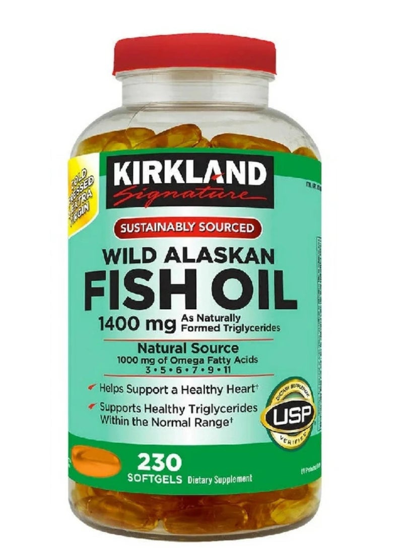 Kirkland Signatur Wild Alaskan Fish Oil, 1400 mg, 230 Softgels  - Image 1